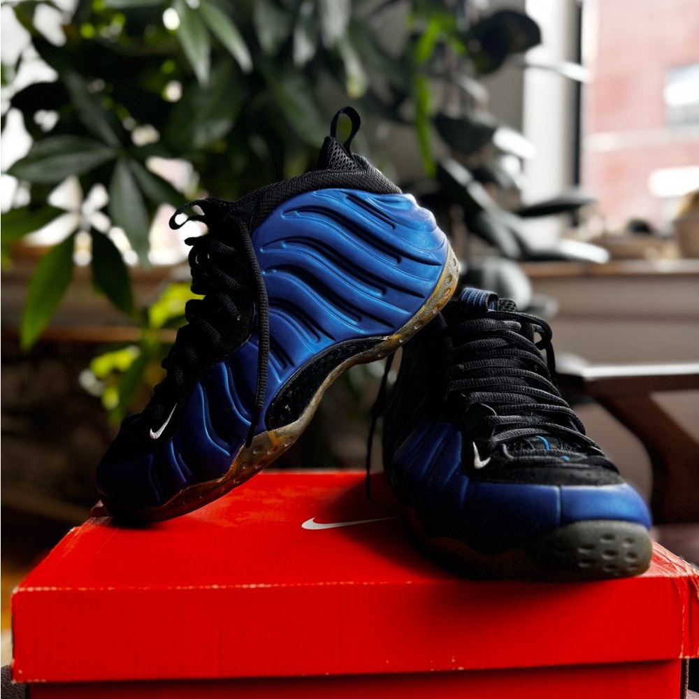 Nike Black and Blue Foamposite Sneakers